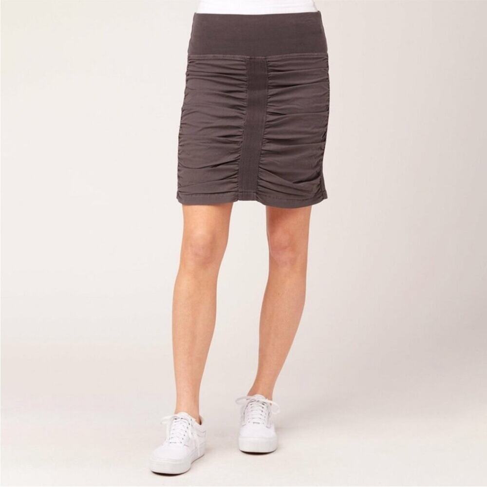 XCVI Ruched Mini Skirt Cotton Stretch Black Size Large